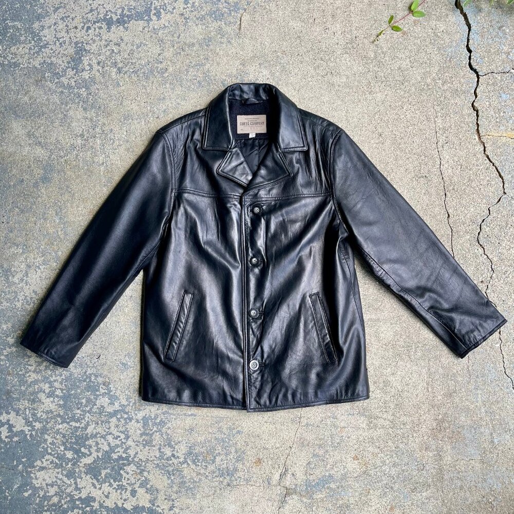 GUESS by Marciano Men’s Black Leather Jacket – Genuine Leather, Moto Style